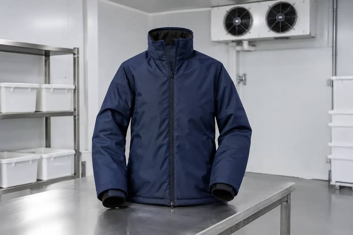 A scrub jacket for cold rooms