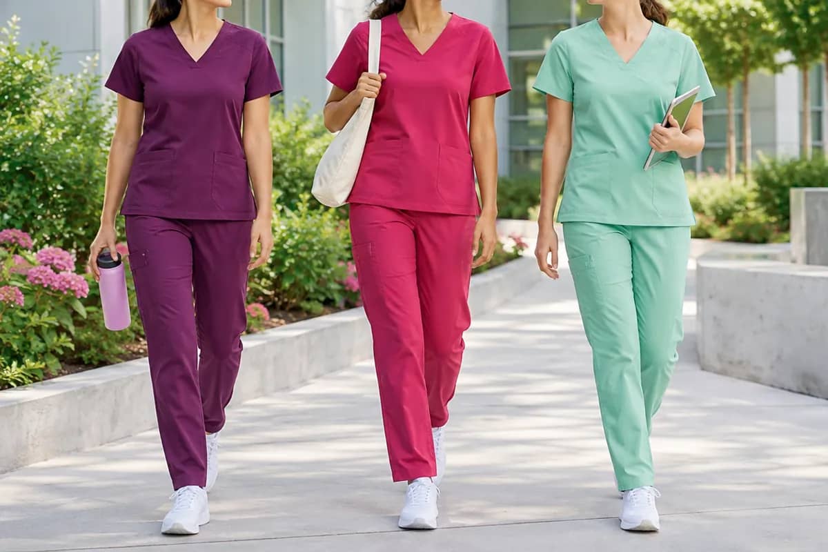 Plum, raspberry or mint: styling your scrubs
